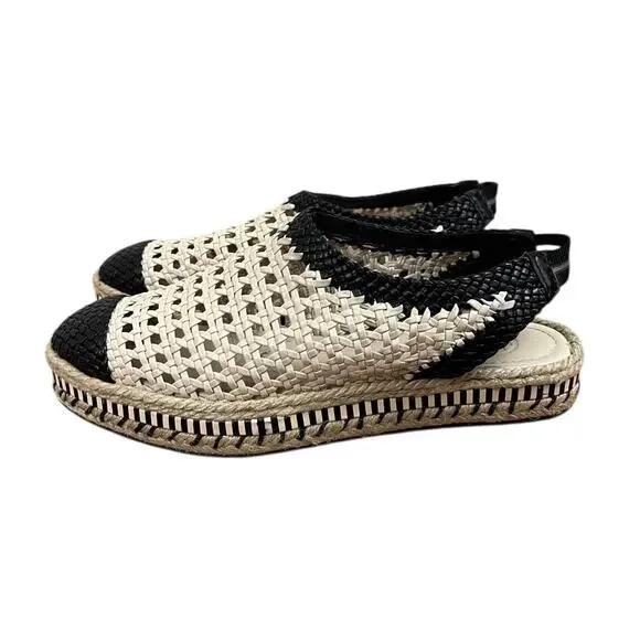 Tory Burch Dandy Woven Leather Slingback Espadrille Sandals Beach Resort Size 8 - Picture 2 of 9